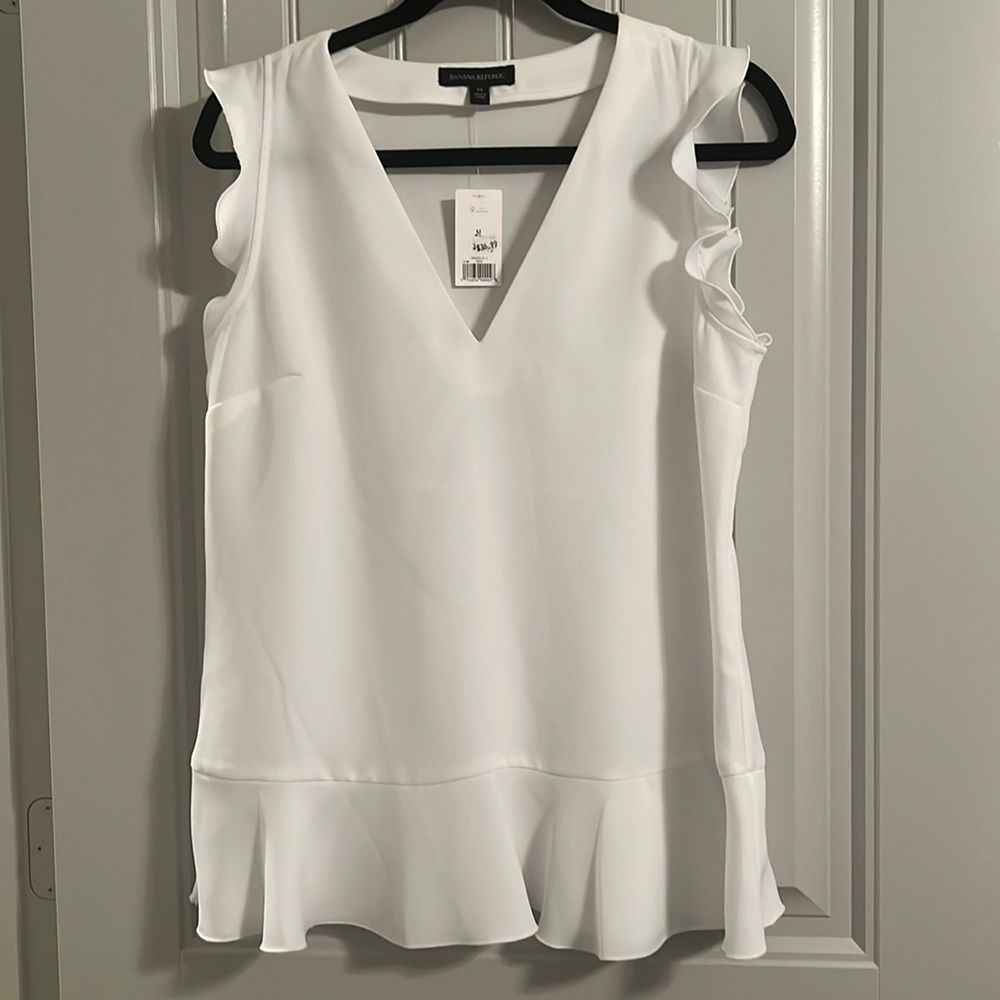 NWT Ladies Banana Republic Spring Summer White Blouse